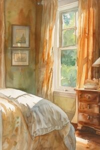 bedroom on a spring morning