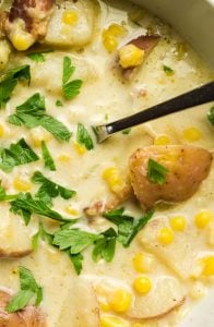 close view of corn chowder