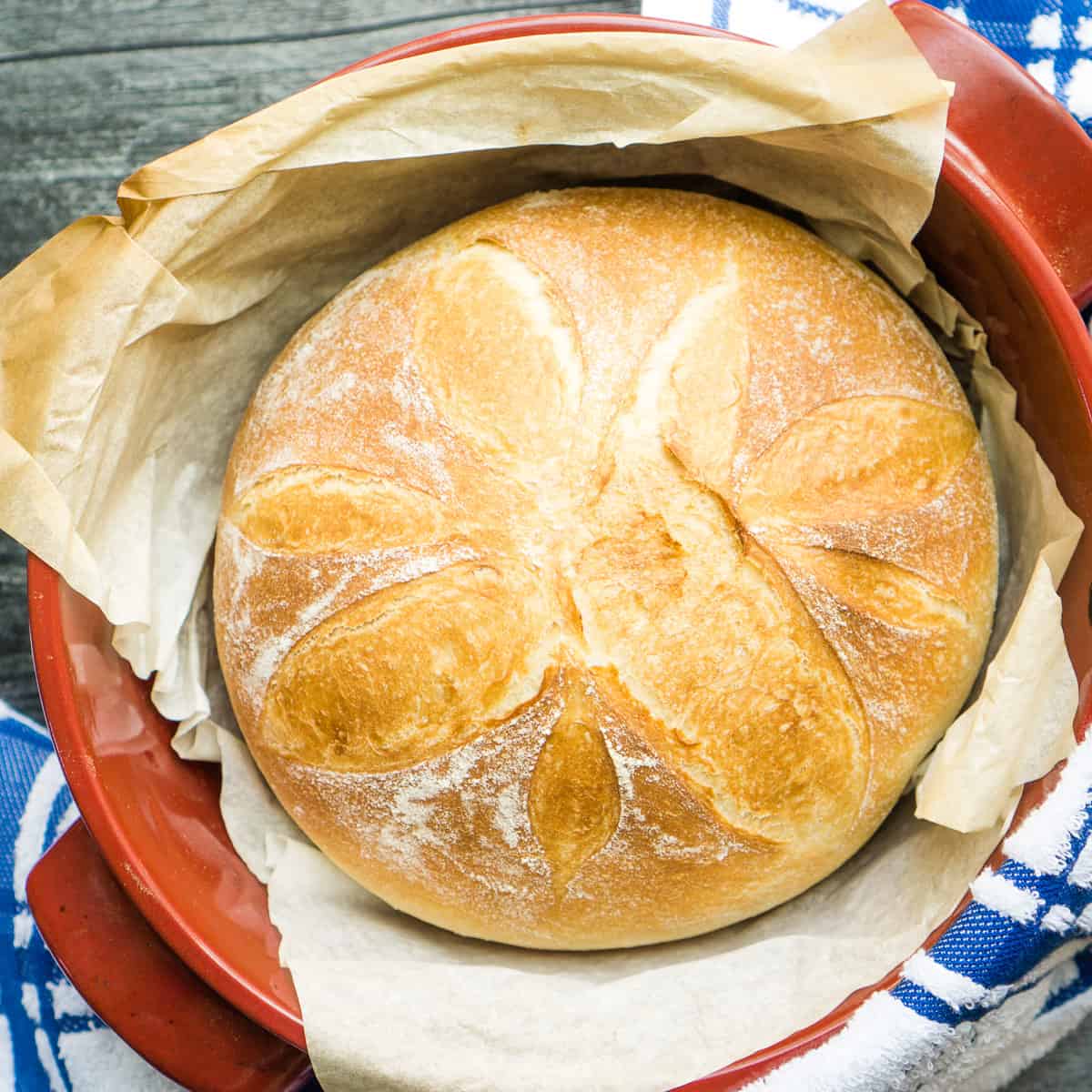 Dutch oven baguette bread baking