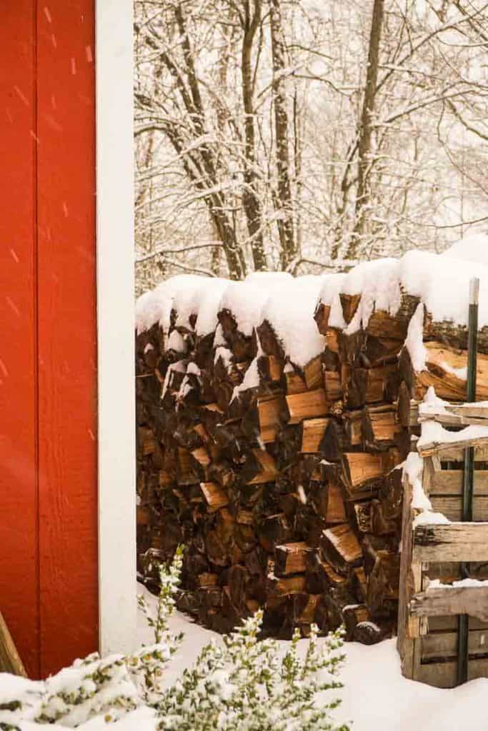 wood pile in the snow