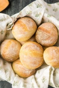 basket of sourdough rolls