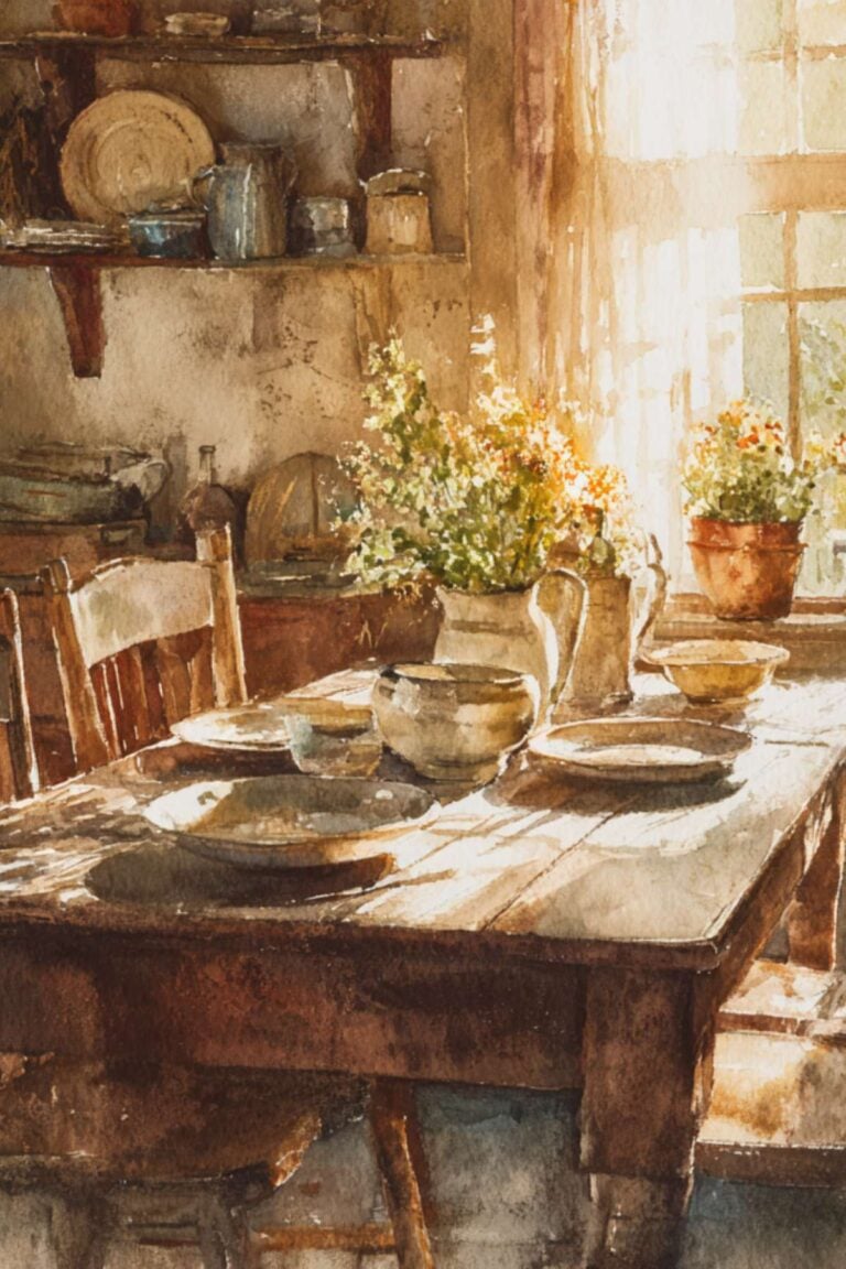 dining table in sunshine
