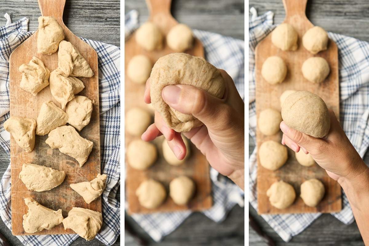 grid of 3 images showing shaping process.