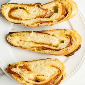 3 slices of pepperoni bread