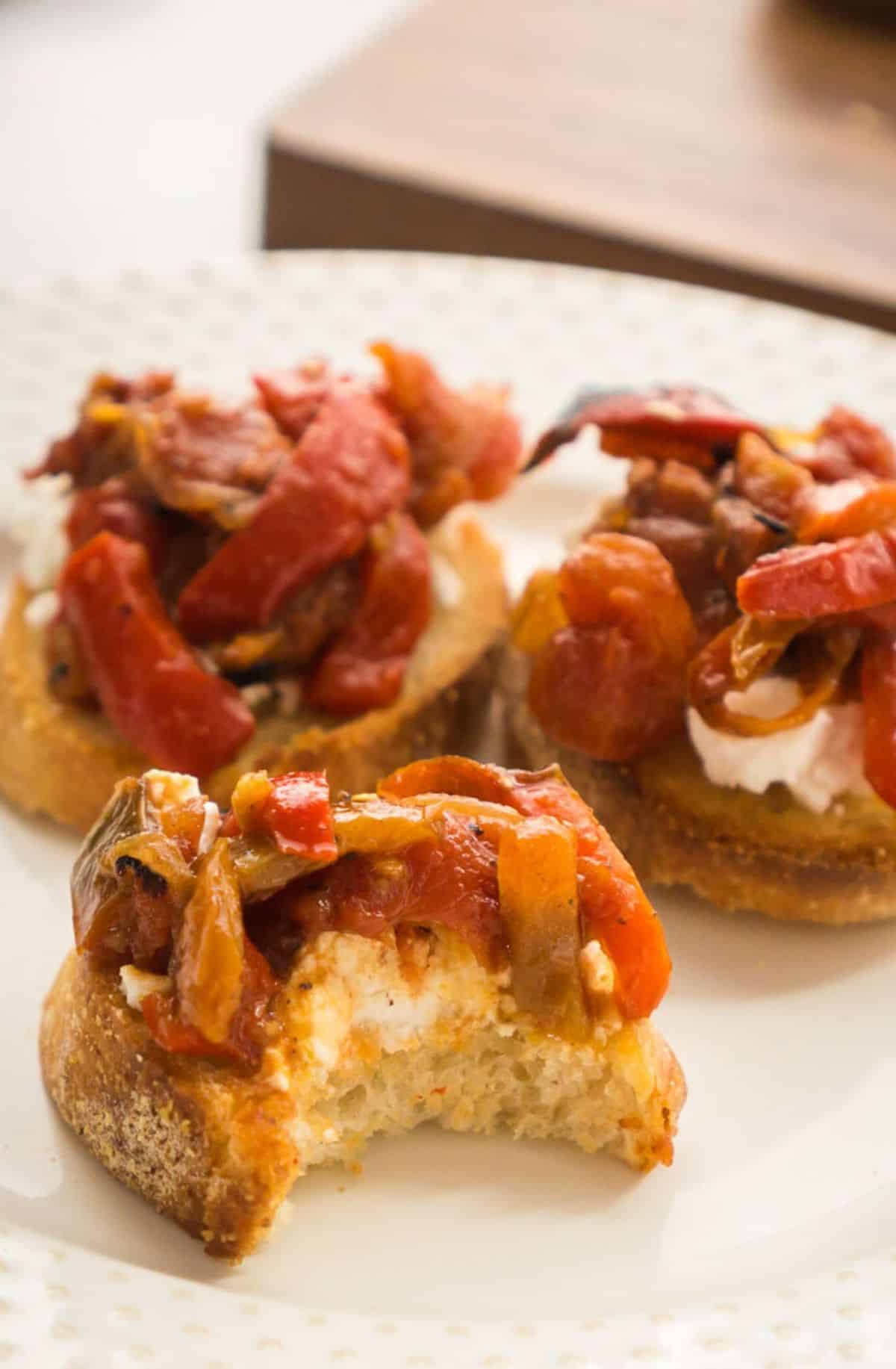 Red Pepper Bruschetta with Goat Cheese Heart's Content Farmhouse