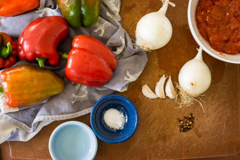 Red Pepper Bruschetta with Goat Cheese Heart's Content Farmhouse