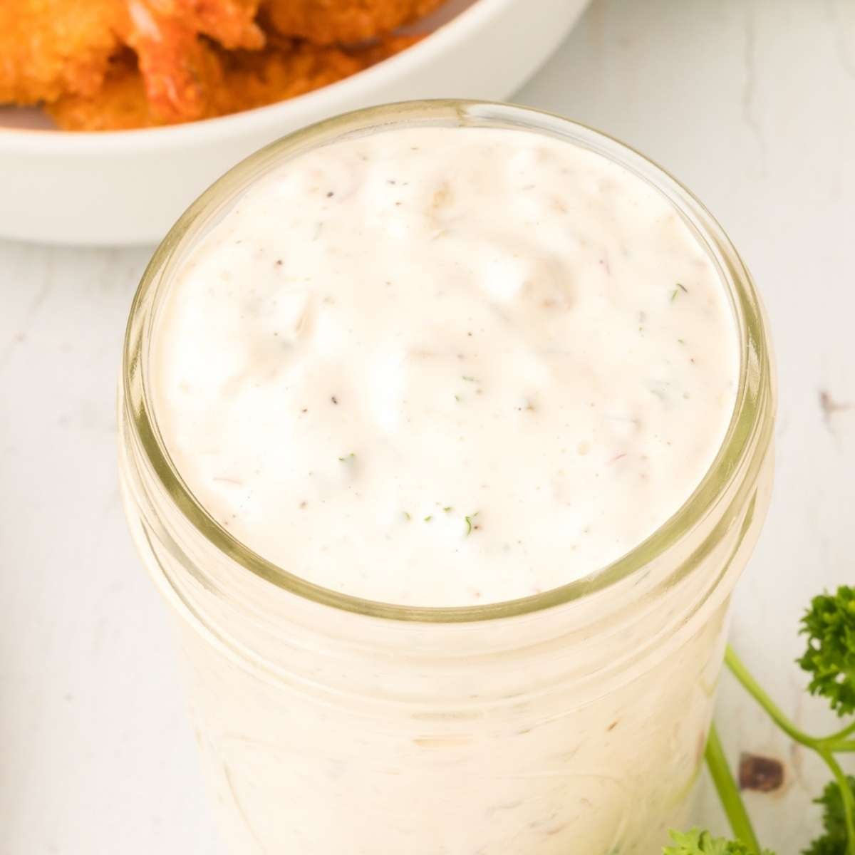 overhead view finished tartar sauce