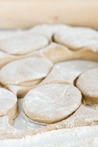 rolled out doughnut dough