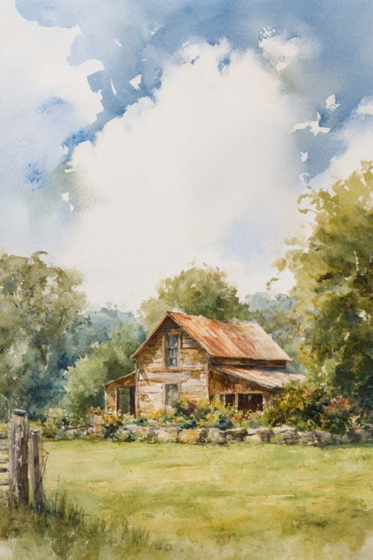 farmhouse in grass