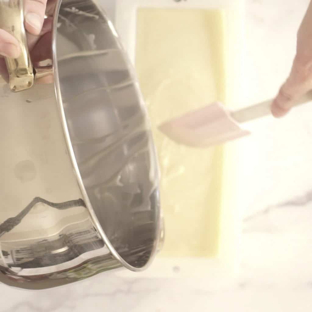 baby soap batter poured into mold