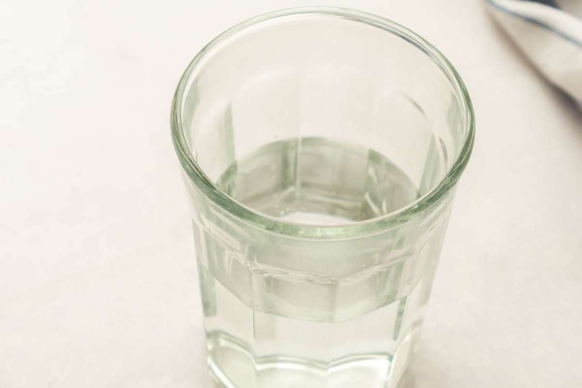 clear lye water in cup.