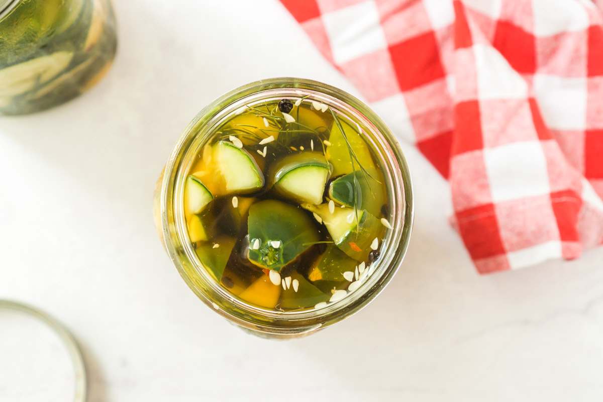 brine in jars.