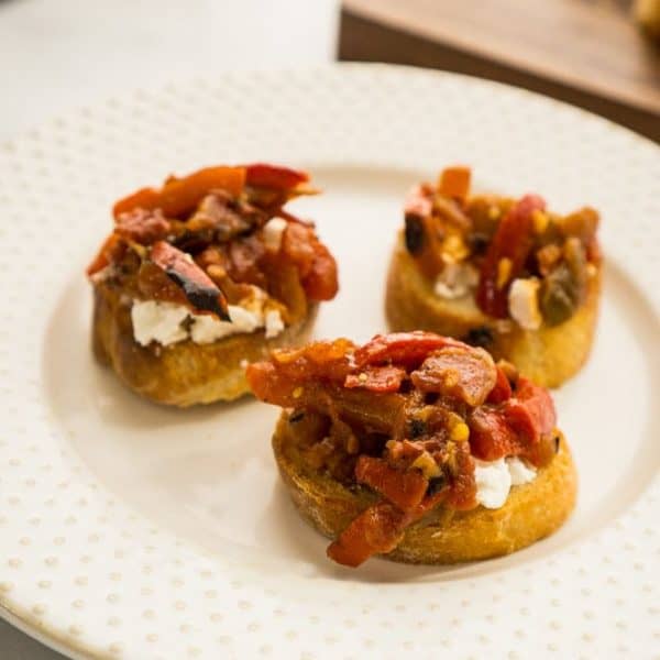 Red Pepper Bruschetta with Goat Cheese Heart's Content Farmhouse