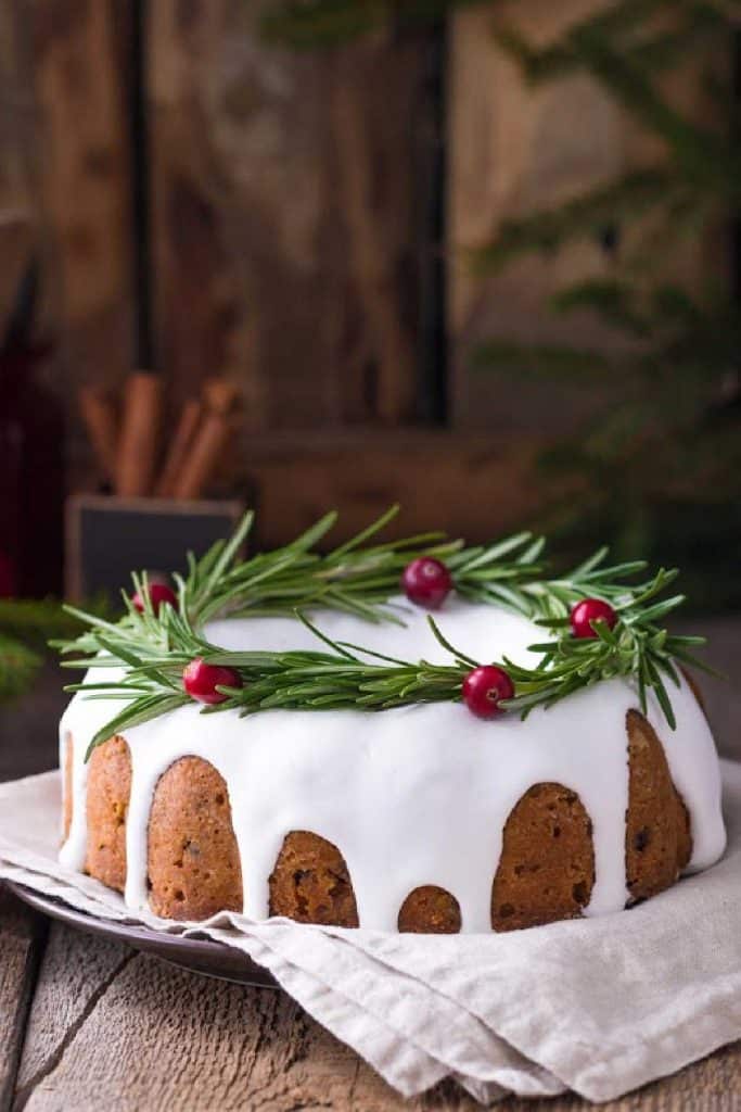 holiday glazed cake with berries
