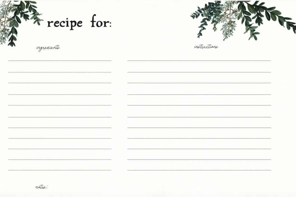 free christmas recipe card clipart