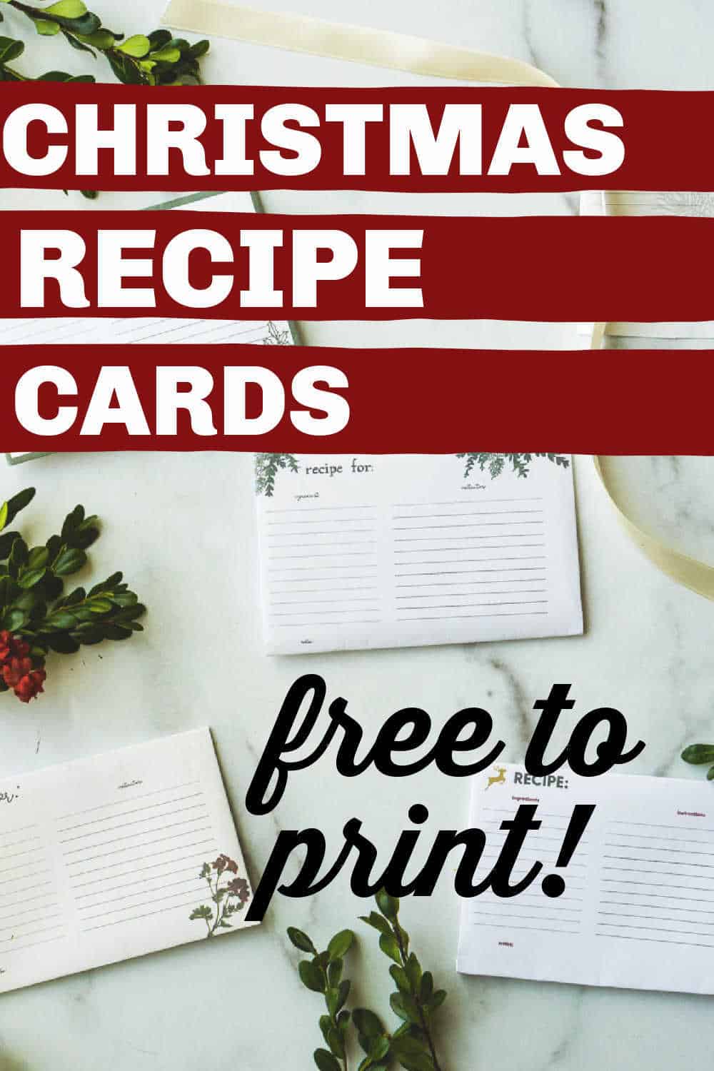 FREE Printable Christmas Recipe Cards in 5 Designs