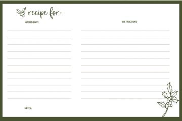 FREE Printable Christmas Recipe Cards in 5 Designs