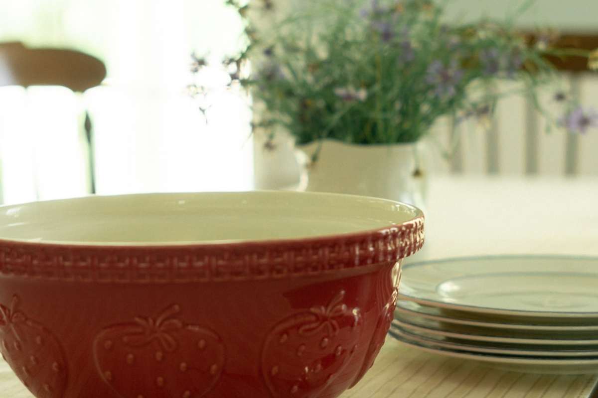red bowl on table