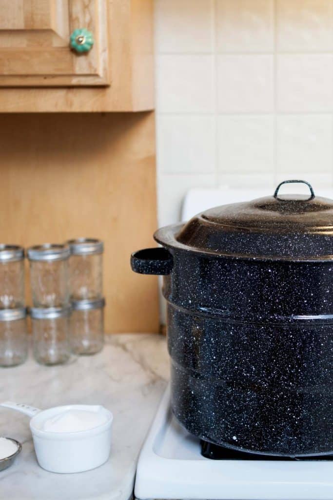 beginner canning supplies on white counter