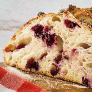 close up of blueberry lemon sourdough