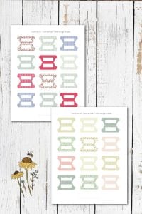 mockup of 2 pages of different colored divider tabs to print out