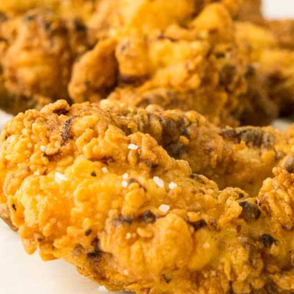 finished chicken tenders close up.