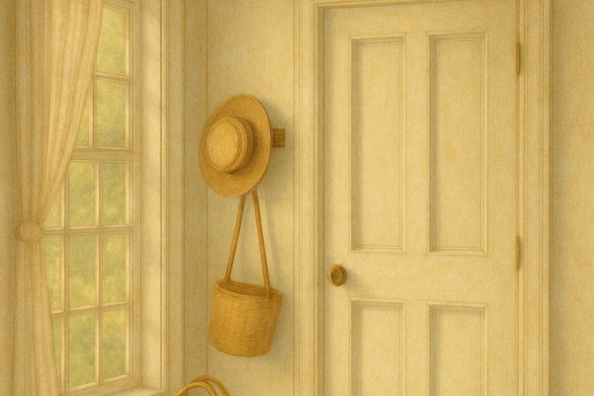 pretty white room with baskets.