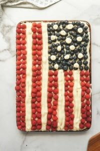 flag cake made with fresh berries in pan