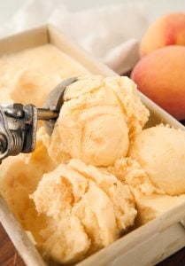 peach ice cream in loaf pan
