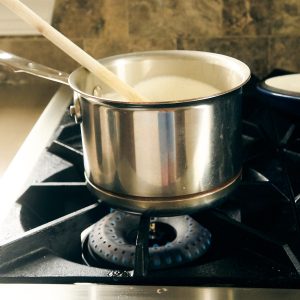 milk and cream on stovetop