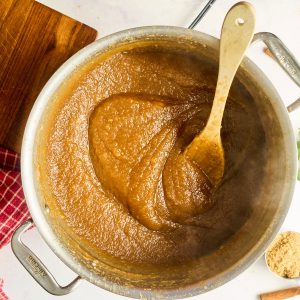 fully cooked apple butter in saucepan