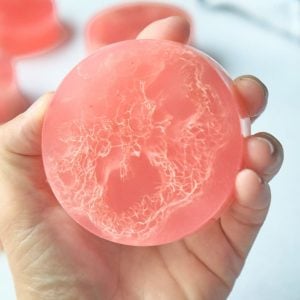 hand holding loofah soap