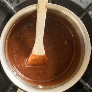 saucepan with cocoa and milk