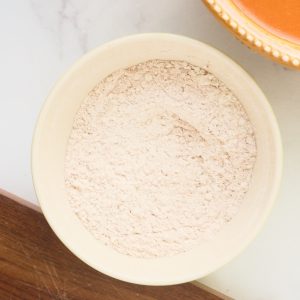 flour, spices in mixing bowl