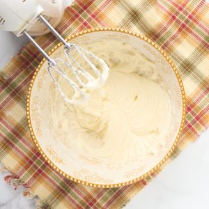 cream cheese frosting in bowl