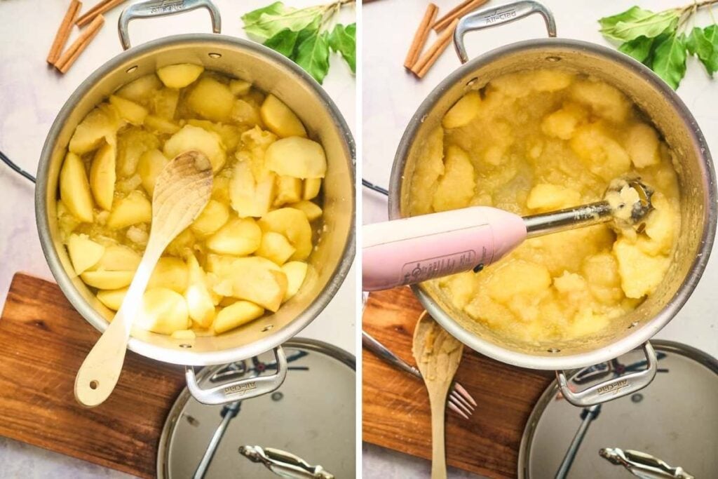saucepan of apples cooking