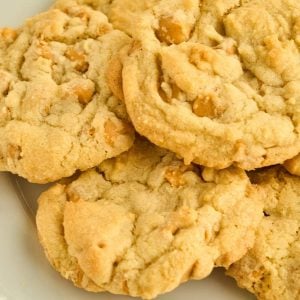 close of view of plate of butterscotch cookies