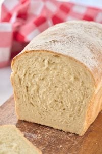 loaf of homemade sandwich bread on cutting board