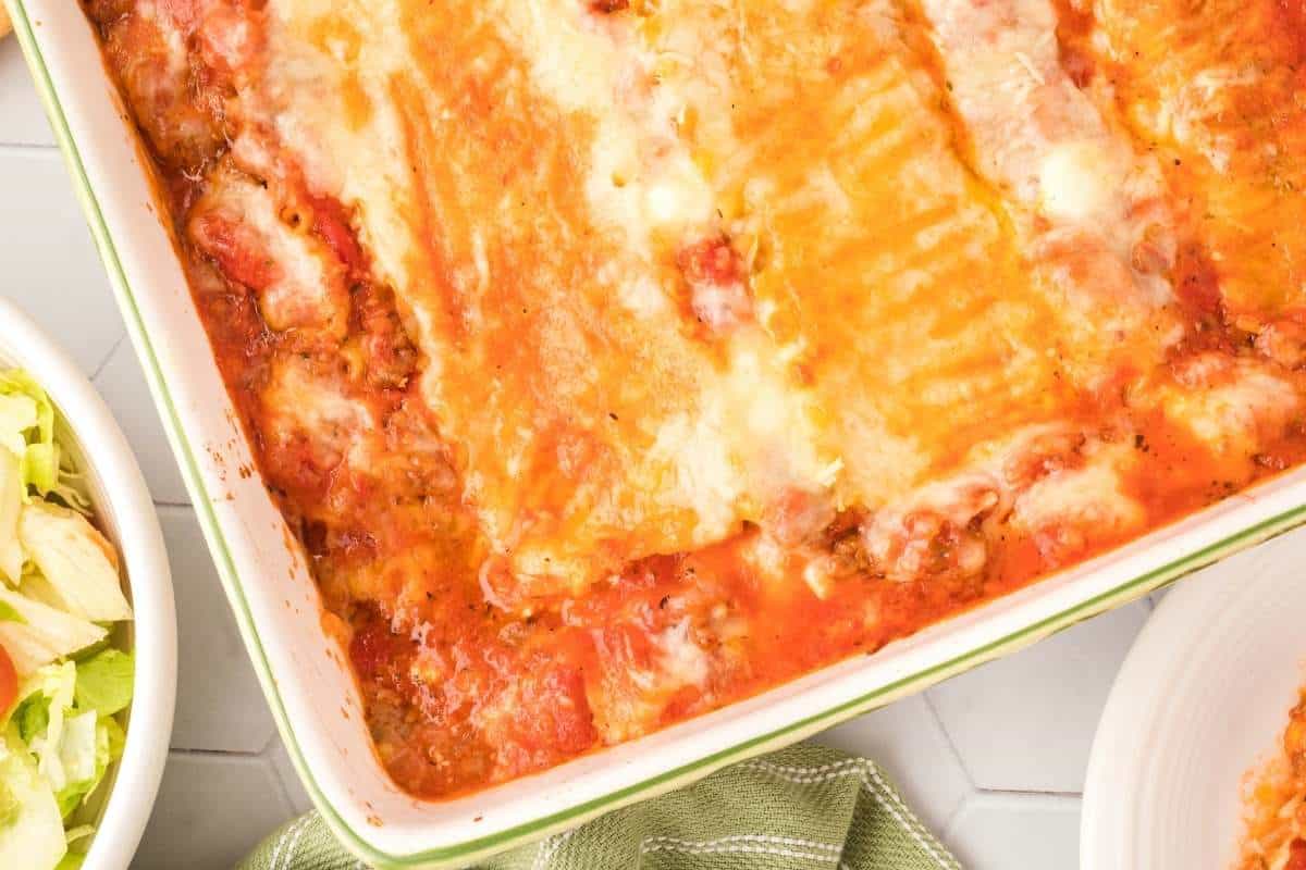 a close up photo of Three Cheese and Sausage Lasagna (without Ricotta)
