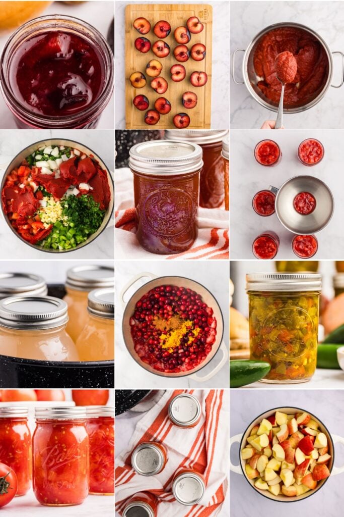 grid of 12 canning process images.