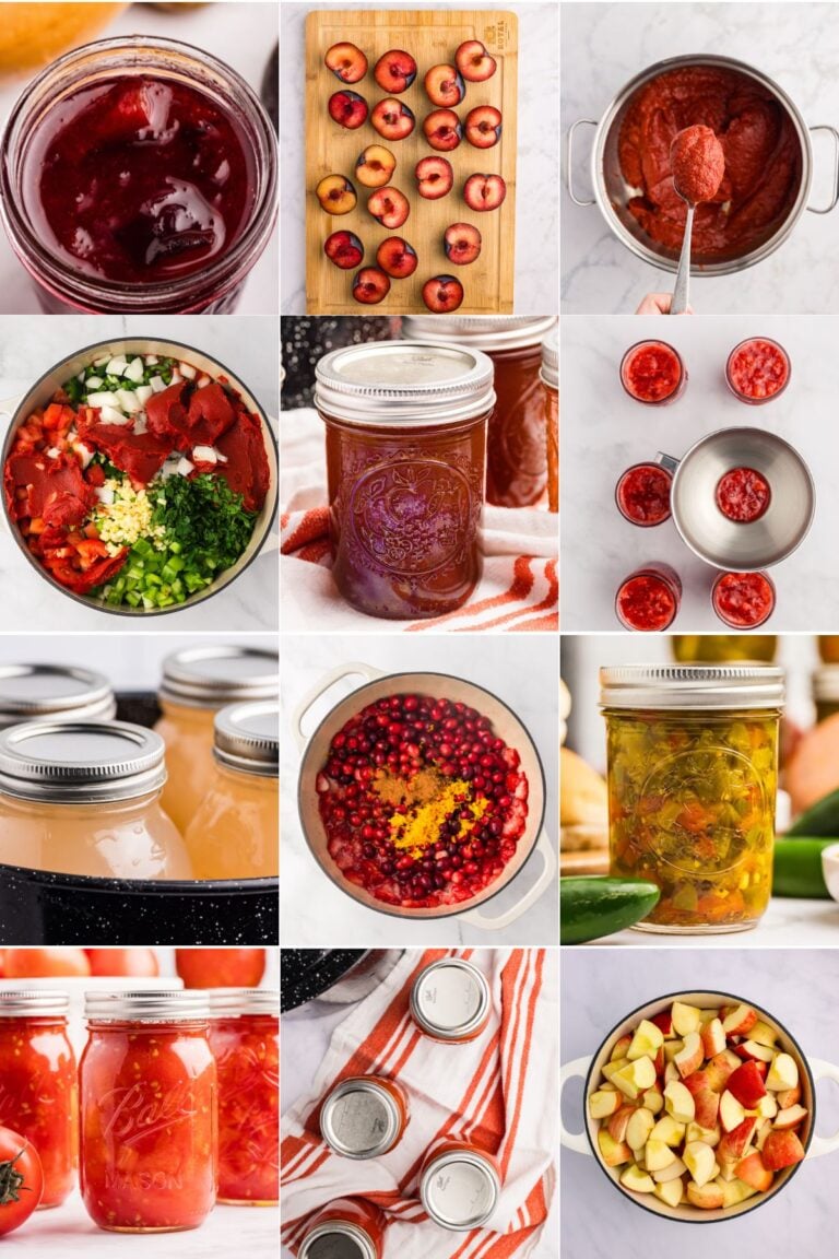 grid of 12 canning process images.