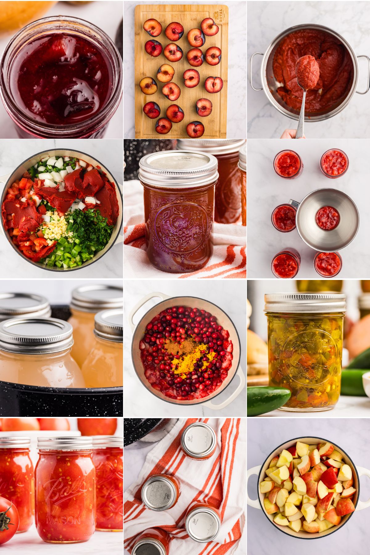 grid of 12 canning process images.