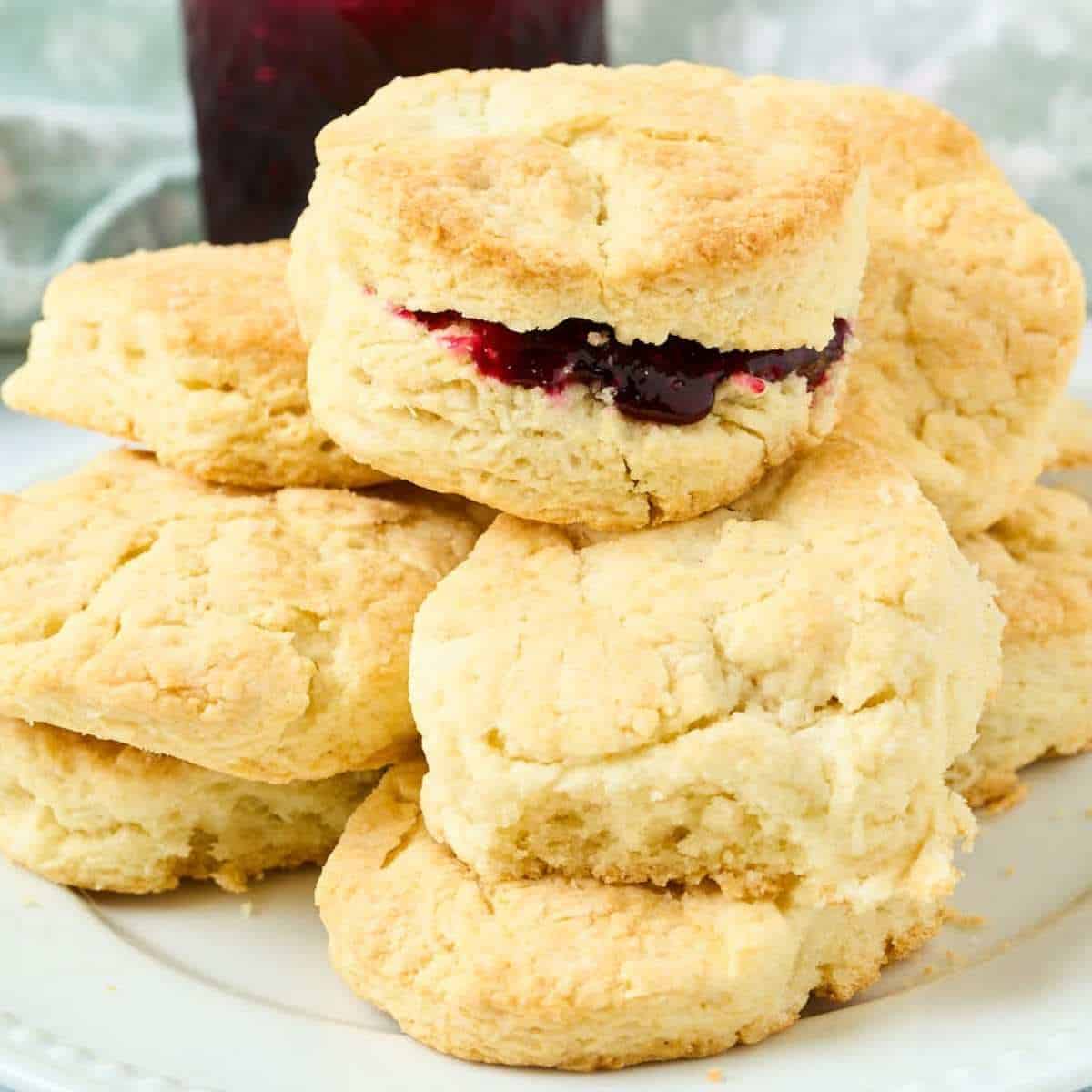 stack of biscuits on plate.