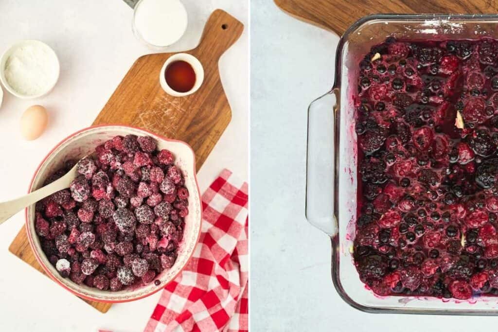 mixing and fiiling cobbler