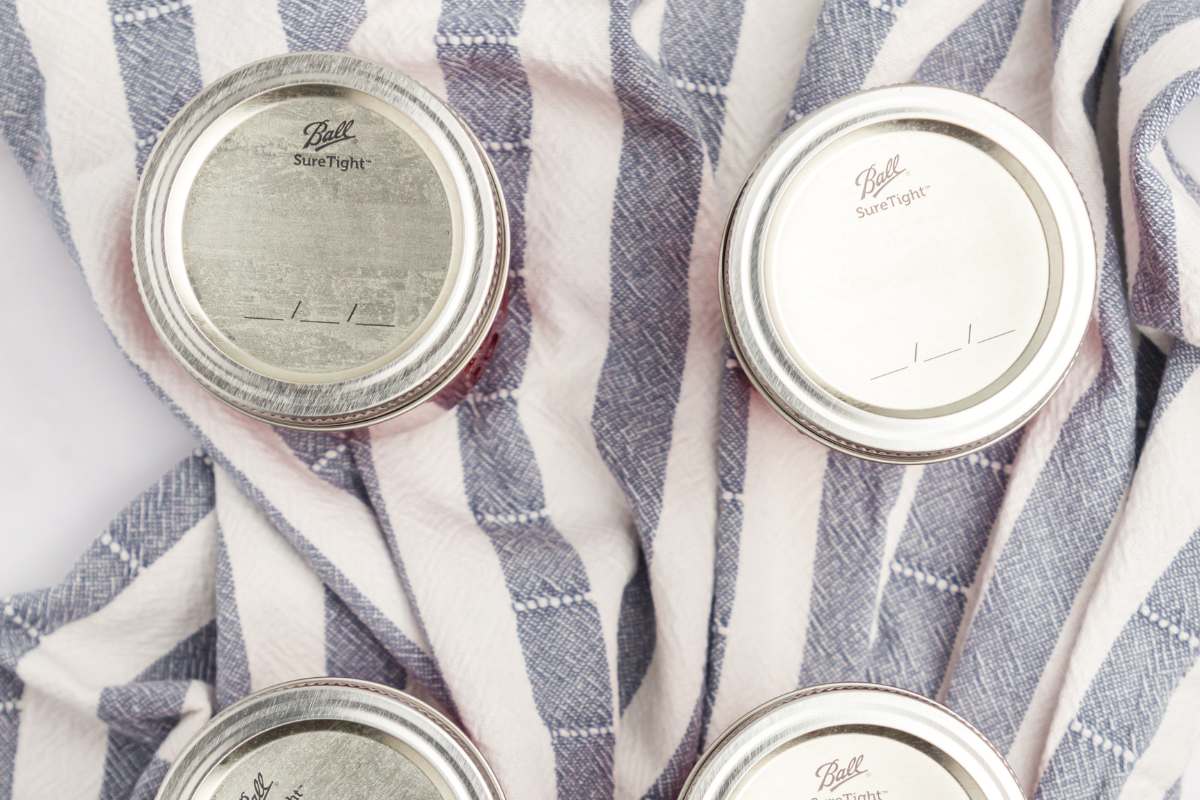 overhead view of sealed mason jars.