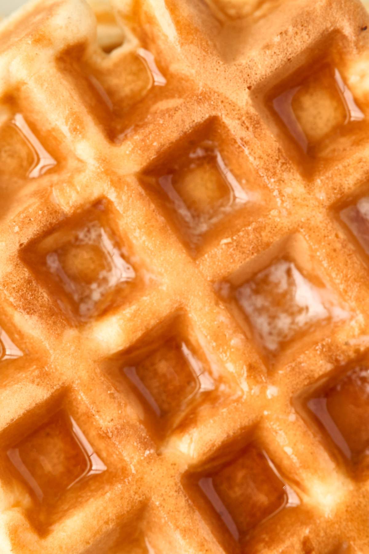 close up of square sourdough waffle.