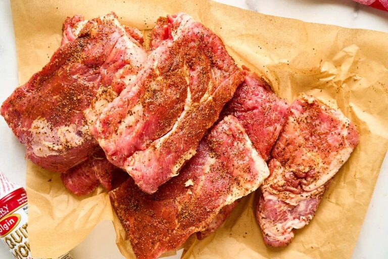 ribs cut into sections and seasoned.