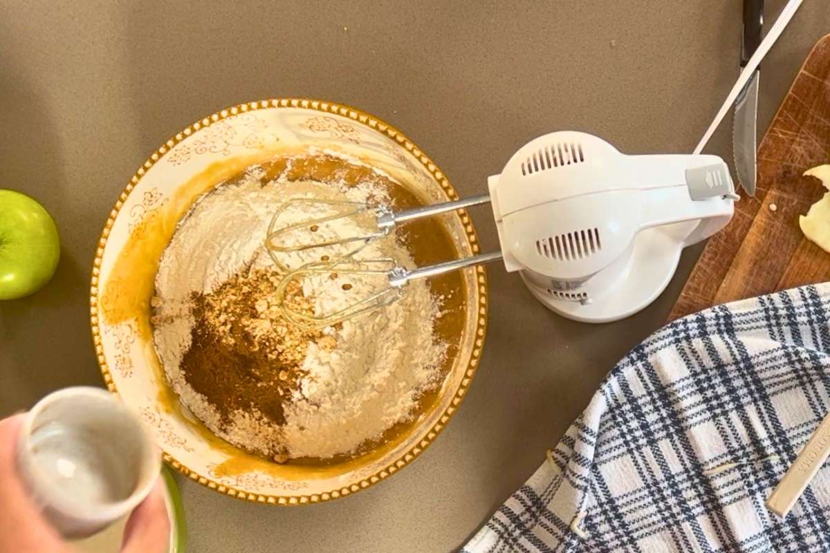 dry ingredients about to be mixed into batter.