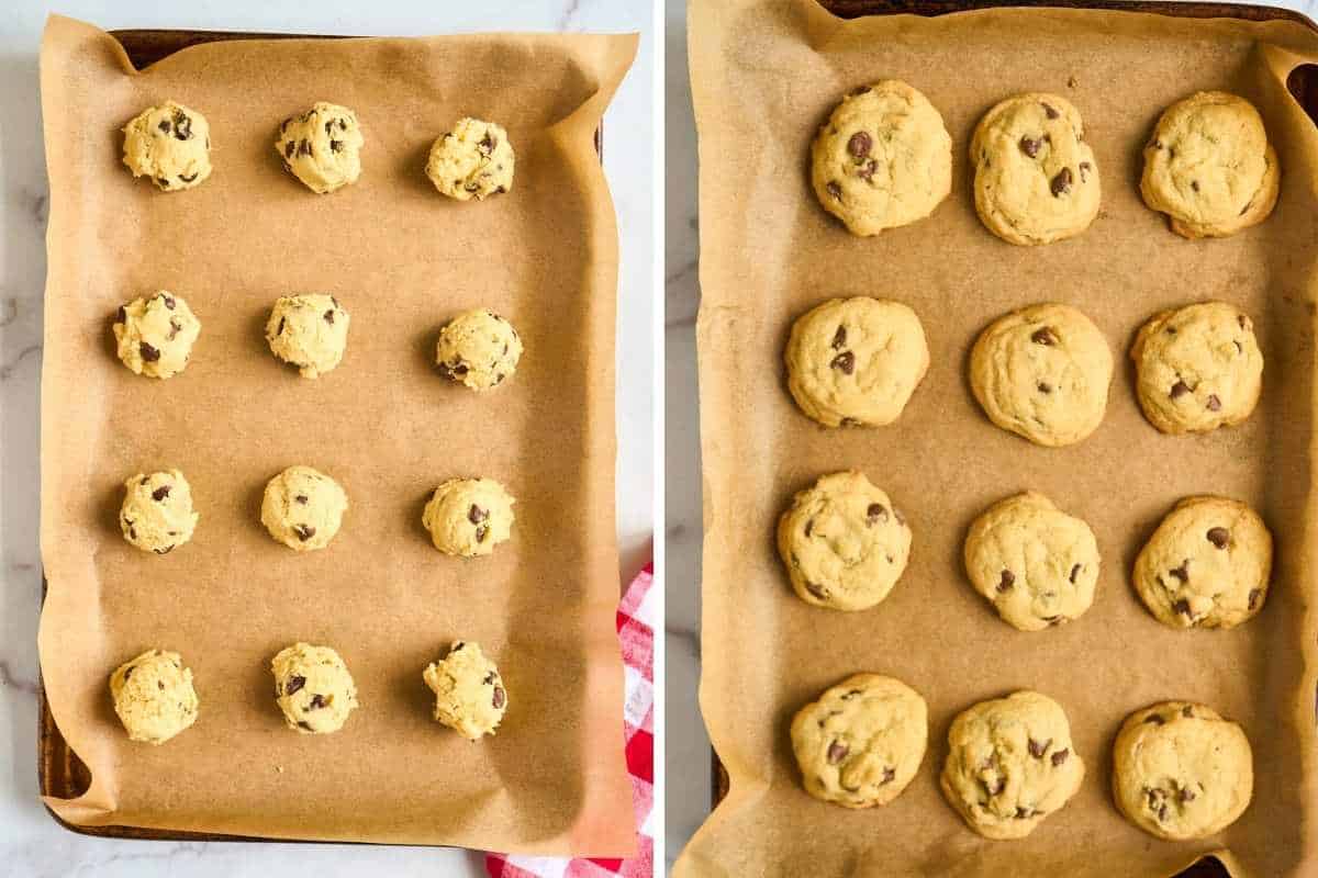 balls of dough on baking sheet