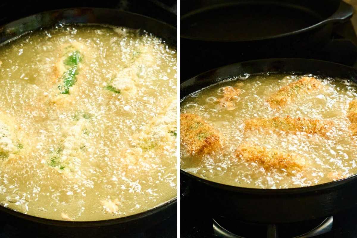 skillet full of hot oil